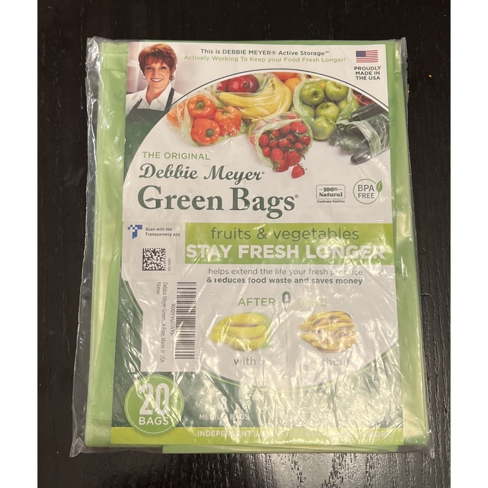 Green Bags 20Pack (8M, 8L, 4XL) Keeps Fruits Vegetables and Cut Flowers Reusable